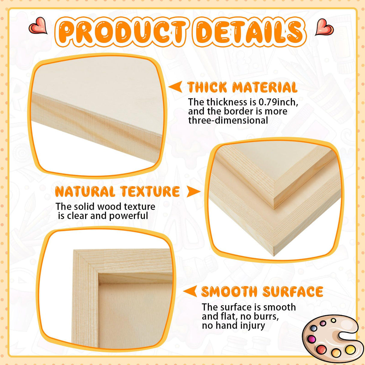 Barydat 24 Pcs Wood Panels for Painting 8'' x 8'' Unfinished Wood Canvas Board Artist Wall 0.79'' Deep Cradled Wood Canvas Panels for Painting Pouring Arts Craft Painting Barydat