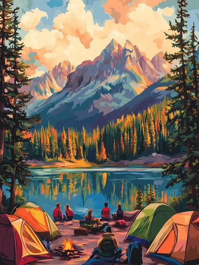 Paint by Numbers for Adults Beginner, Mountain Lake at Sunset Landscape Adult Paint by Number Kits on Canvas, DIY Acrylic Oil Painting by Numbers for Home Wall Decor 16X20 inch (Without Frame)