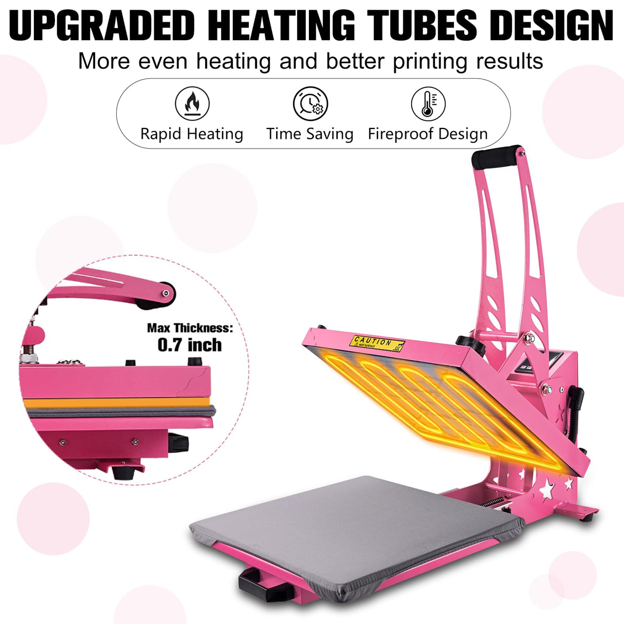 CoolSub Heat Press 15x15 Inch Slide Out Heat Press Machine, Industrial Digital Heat Transfer Machine Sublimation for T-Shirt Hot Pink CoolSub