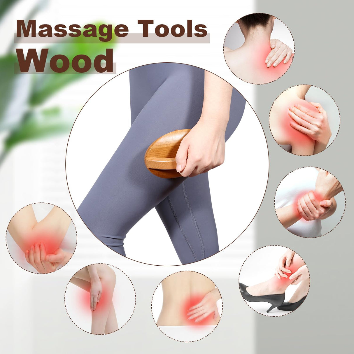 NXCYLW Wood Therapy Fascia Release Massage Tools, Manual Trigger Point Lymphatic Drainage Cellulite Massager, Wooden Massage Brush Gua Sha Body Sculpting Tool, Pain Relief and Body Shaping NXCYLW