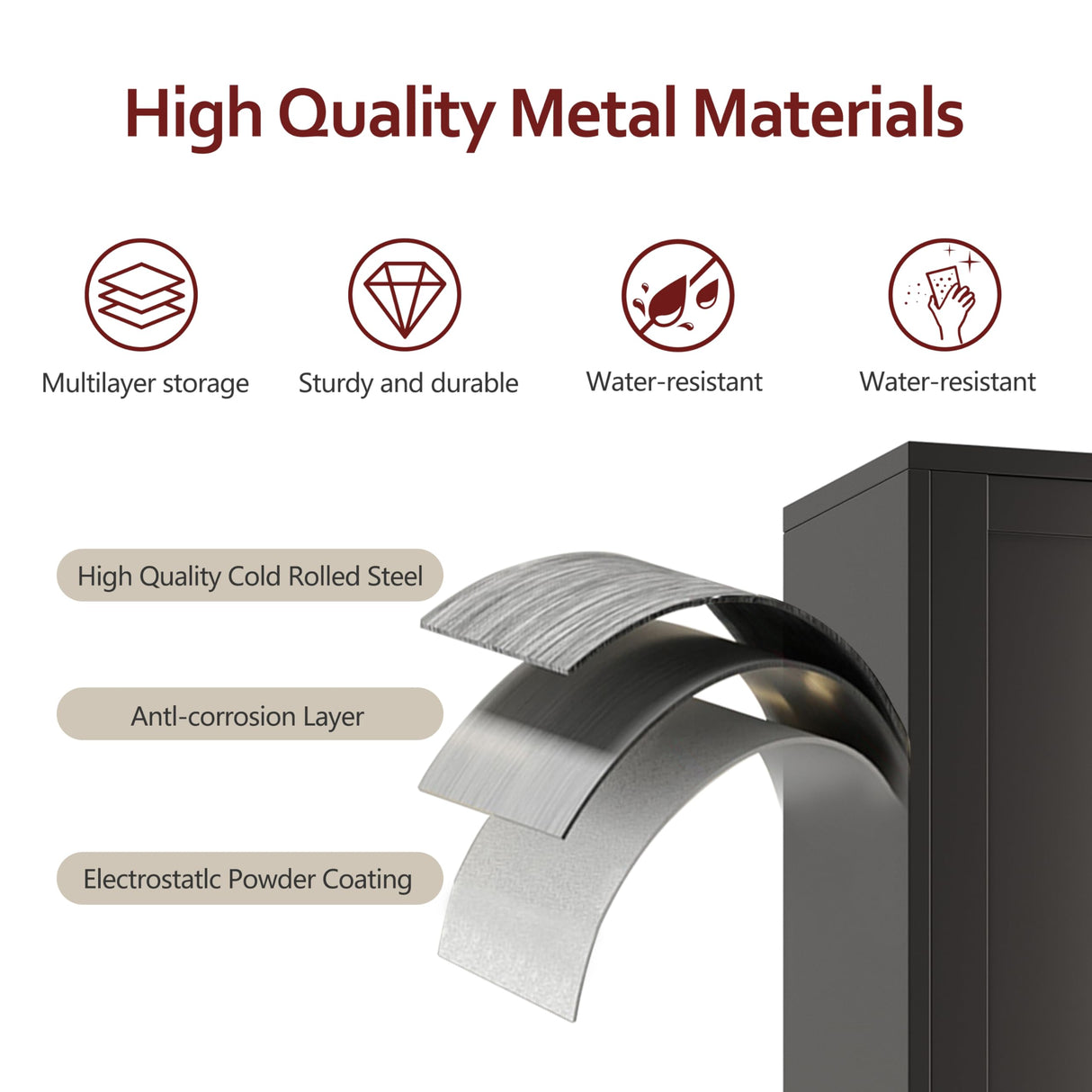 AUEYTVR 75" Tall Metal Garage Storage Cabinet with Wheels and Locking Doors and Tall Rolling Steel Tool Cabinet with 5 Adjustable Shelves for Garage,Home,Office,Shop (Black) AUEYTVR