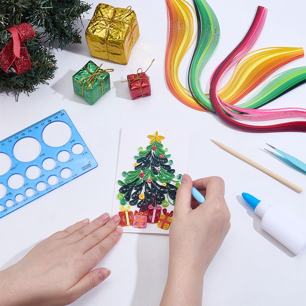WEBEEDY 20 Sets Christmas Paper Quilling Kit for Adult Beginner Handmade Christmas Tree Snowman Ball Socks Patterns Greeting Card with Instuction DIY Holiday Congratulation Cards for Party Decor WEBEEDY