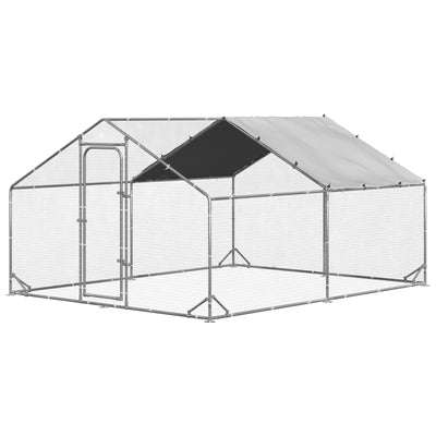 LEMBERI Metal Chicken Runs for Yard, Spire-roof Large Walk in Chicken coop cage for Outside,Galvanized Rabbits Duck Run and coops,Chicken Pen with Waterproof Cover for Outdoor,Backyard and Farm
