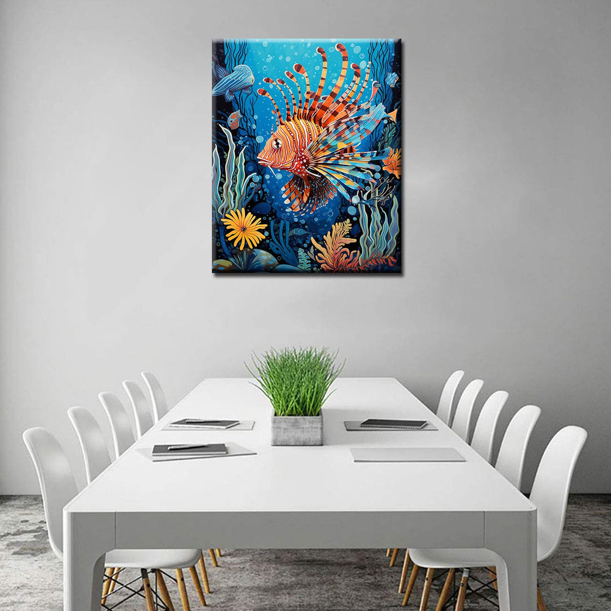 Tropical Fish,Lionfish Paint by Numbers Kits 16x20 inch Canvas Water Marine Animals DIY Gift Oil Painting for Kids, Students, Adults Beginner with Brushes and Acrylic Coral Plants Picture (Frameless) TUMOVO