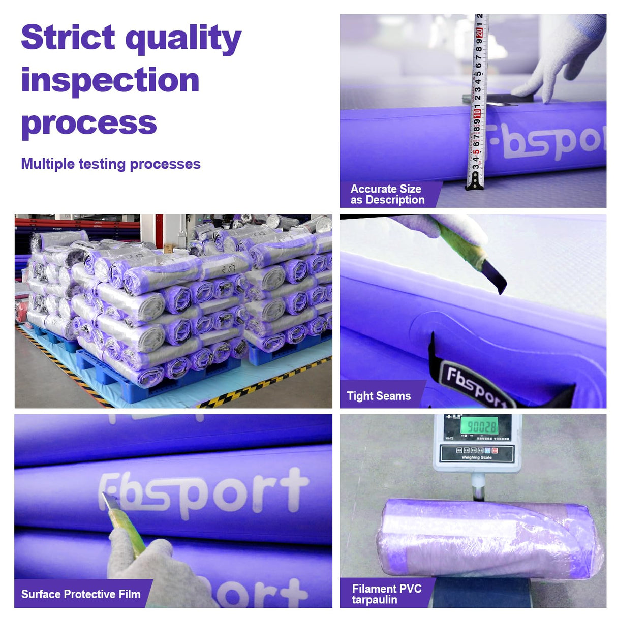 FBSPORT 20ft Inflatable Air Gymnastics Mat Training Mats 4 inches Thickness Gymnastics Tracks for Home Use/Training/Cheerleading/Yoga/Water with Pump FBSPORT