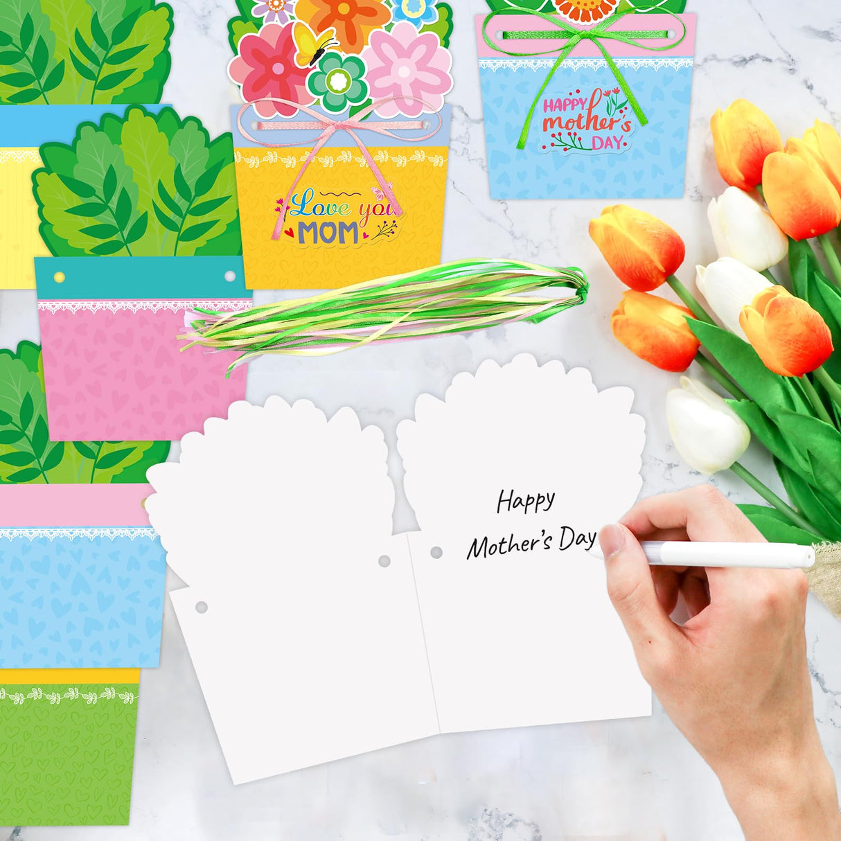 Fancy Land 24 Sets Mothers Day Crafts for Kids DIY Greeting Card Making Kit Mothers Day Cards with Envelopes Classroom Activities Gifts for Mom Fancy Land
