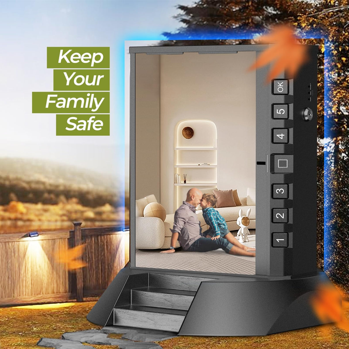 ONNAIS Large Biometric Gun Safe - Fingerprint Pistol Safe with Internal Light, Three Unlock Methods, and Emergency Power Supply, Gun Lock Box for Home, Bedside, Nightstand, and Car Use ONNAIS