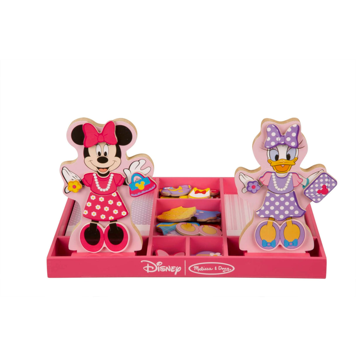 Melissa & Doug Disney Minnie Mouse and Daisy Duck Magnetic Dress-Up Wooden Doll Pretend Play Set (40+ pcs) Minnie Mouse Toys, Disney Dress Up Dolls For Preschoolers And Kids Ages 3+ Melissa & Doug