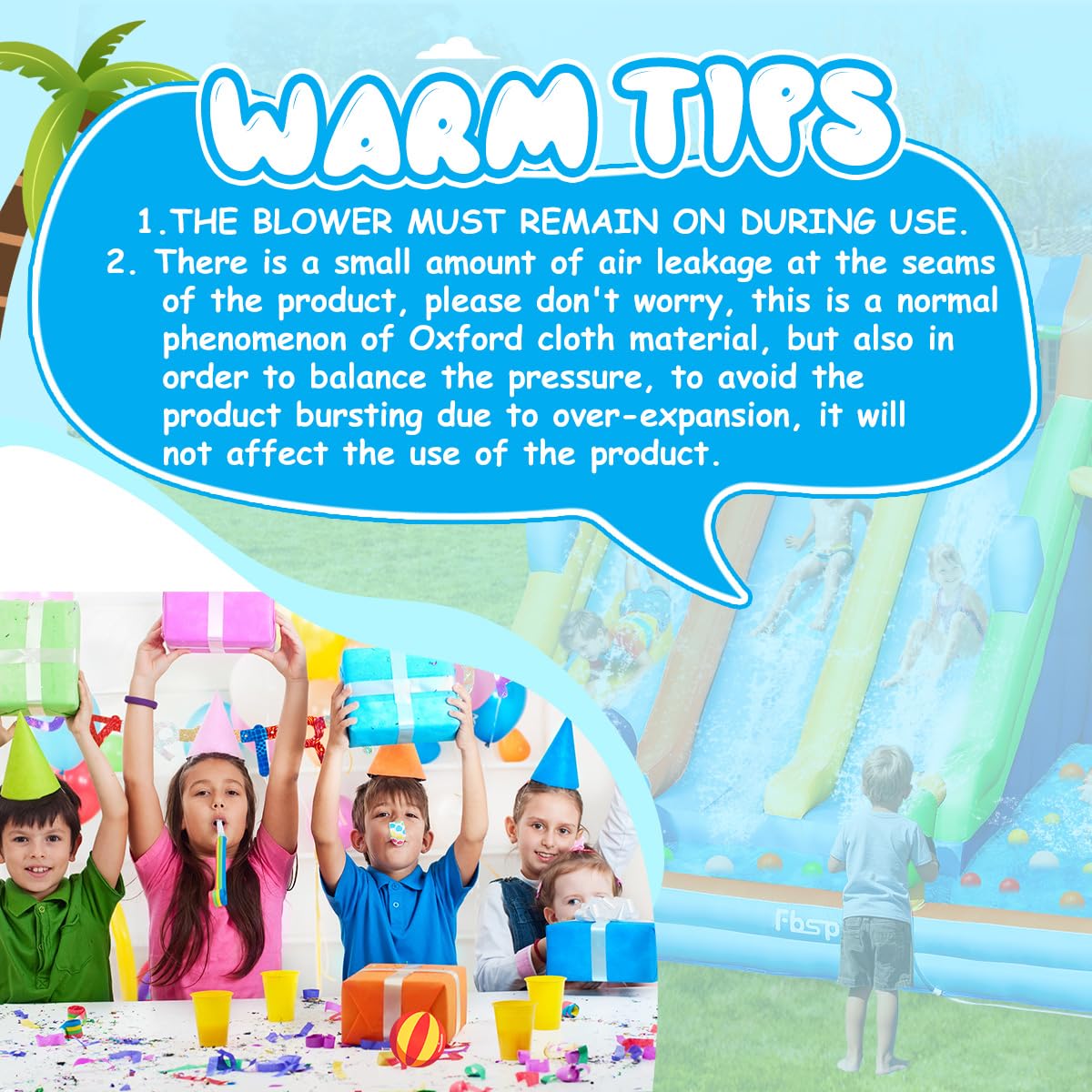 FBSPORT Inflatable Water Bounce House, Large Bounce Castle with 3 Slide for Kids, Inflatable Water Slide with Splash Pool, Climbing, Toss Rings, Basketball Hoop, Bouncy House for Outdoor Indoor FBSPORT