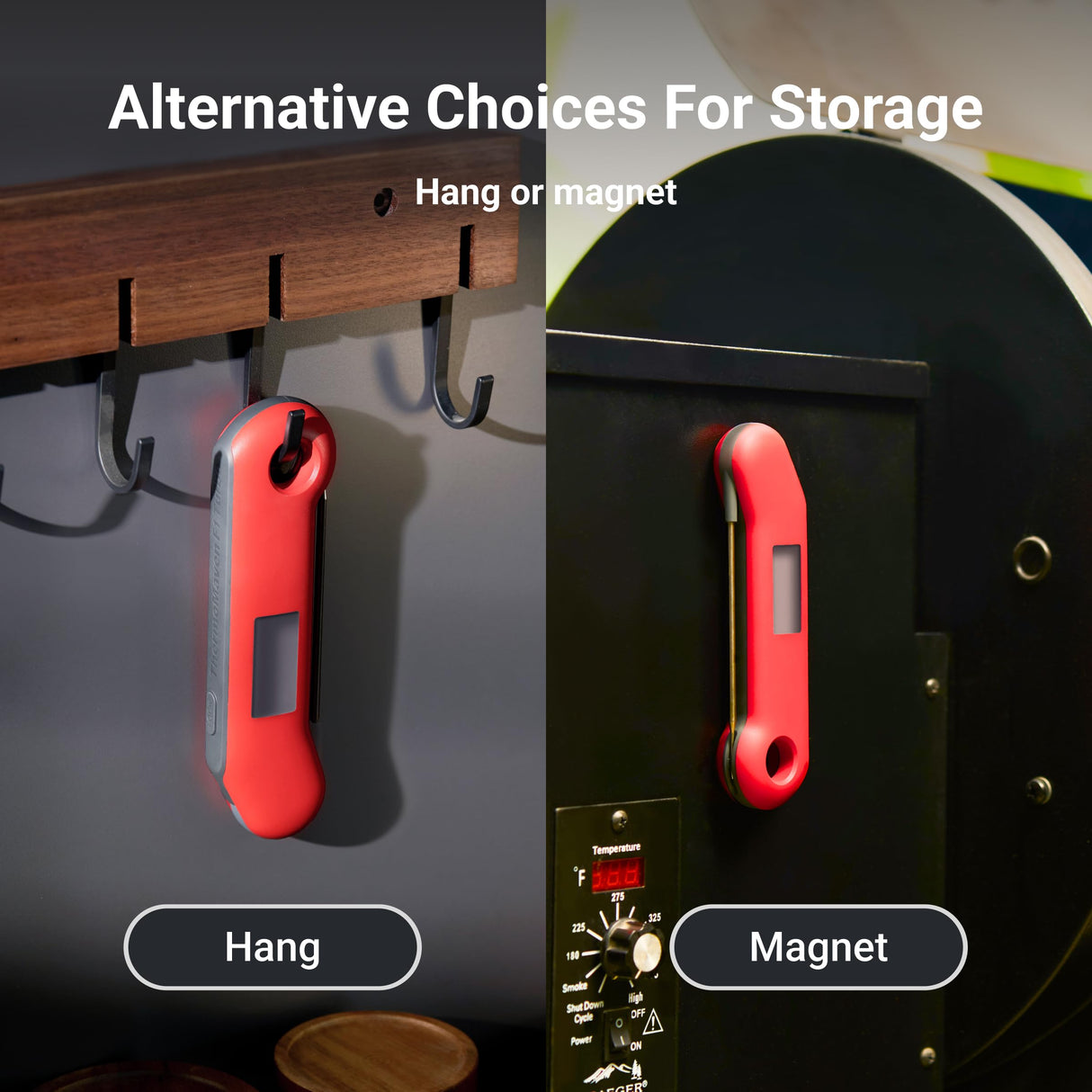 ThermoMaven ProfessionaI Meat Thermometer Digital, 3X Faster 0.5 Sec Instant Read, NIST Certified Accuracy ±0.5°F, 100% Waterproof Probe, Auto-Rotate Bright Indicator, for Candy/Grill/BBQ, Red & Gray ThermoMaven