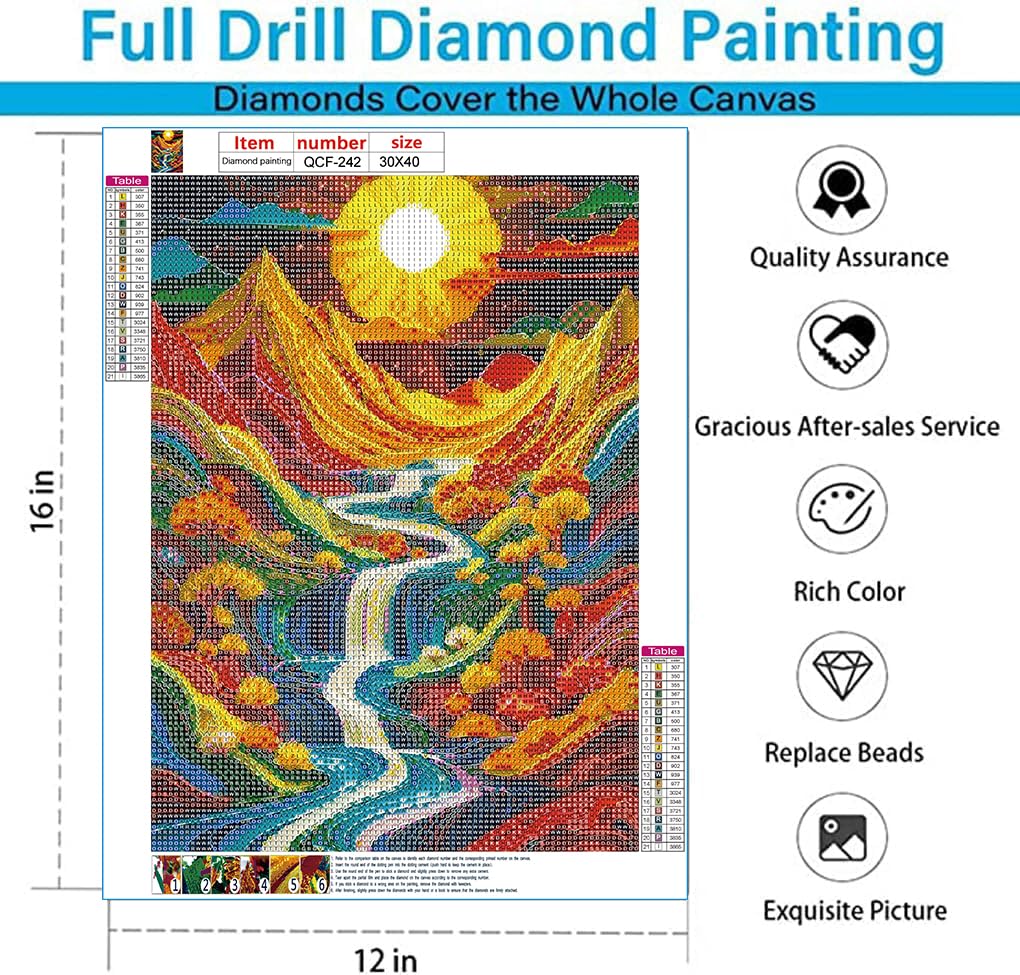 EIBEILI Diamond Art Kits for Adults,Mountains Diamond Painting Kits for Beginner Round 5D Full Drill Diamond Dots Crafts for Home Wall Decor Gifts 12x16 Inch EIBEILI