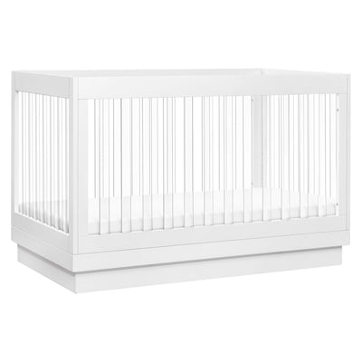 Babyletto Harlow Acrylic 3-in-1 Convertible Crib with Toddler Bed Conversion Kit in White with Acrylic Slats, Greenguard Gold Certified