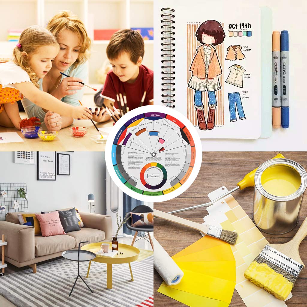 JimKing Creative Color Wheel, Paint Mixing Learning Guide, Art Class Teaching Tool for Makeup Painting Tattoo,Blending Board Chart Color Mixed Guide Hardboard(9.25inch) JimKing