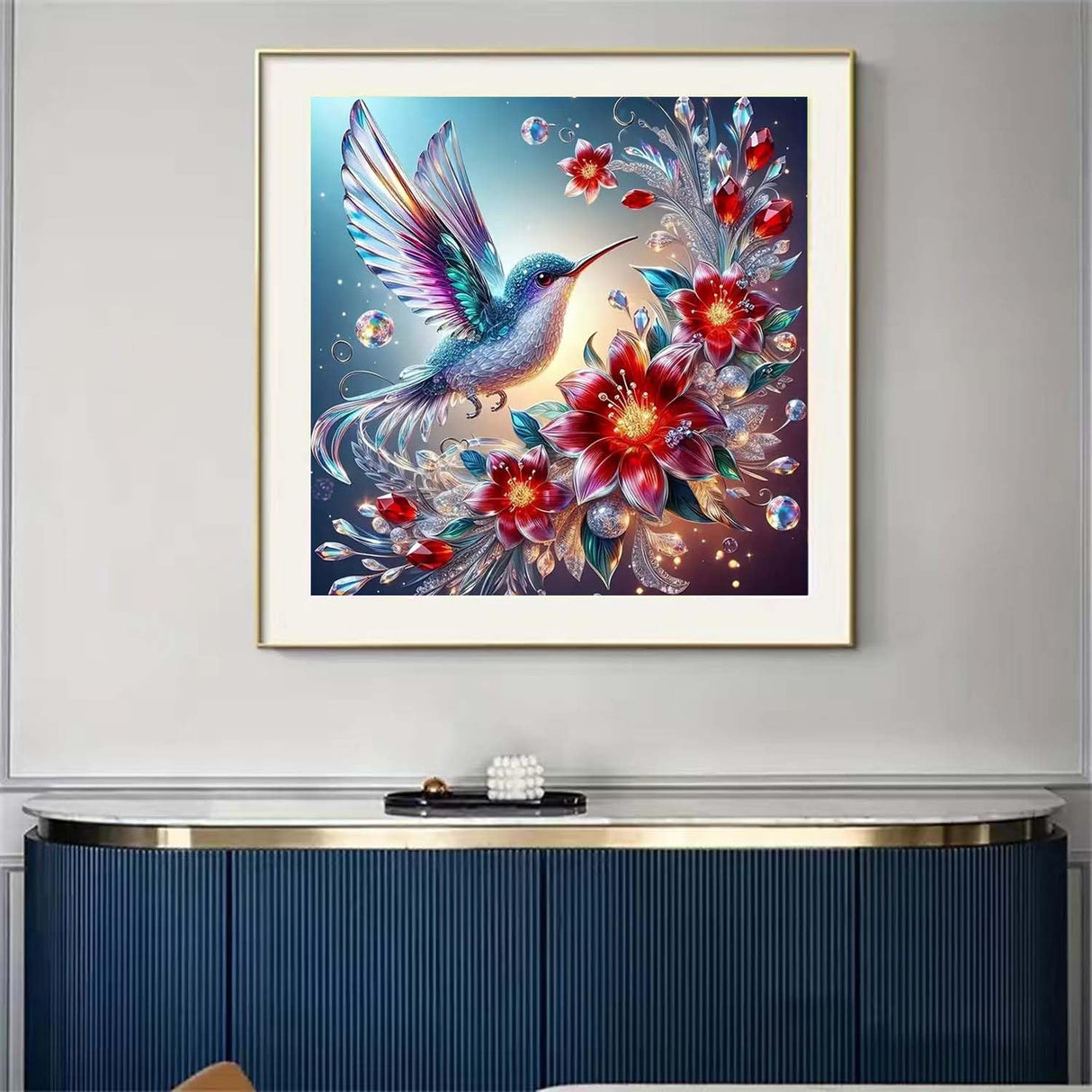 Hummingbird Diamond Art Kits for Adults,5D Full Round Drill Diamond Painting Kits for Flowers DIY Crystal Rhinestones Paint by Diamonds and Crafts for Adults Home Wall Decor 12 X 12inch SHICERNHJ