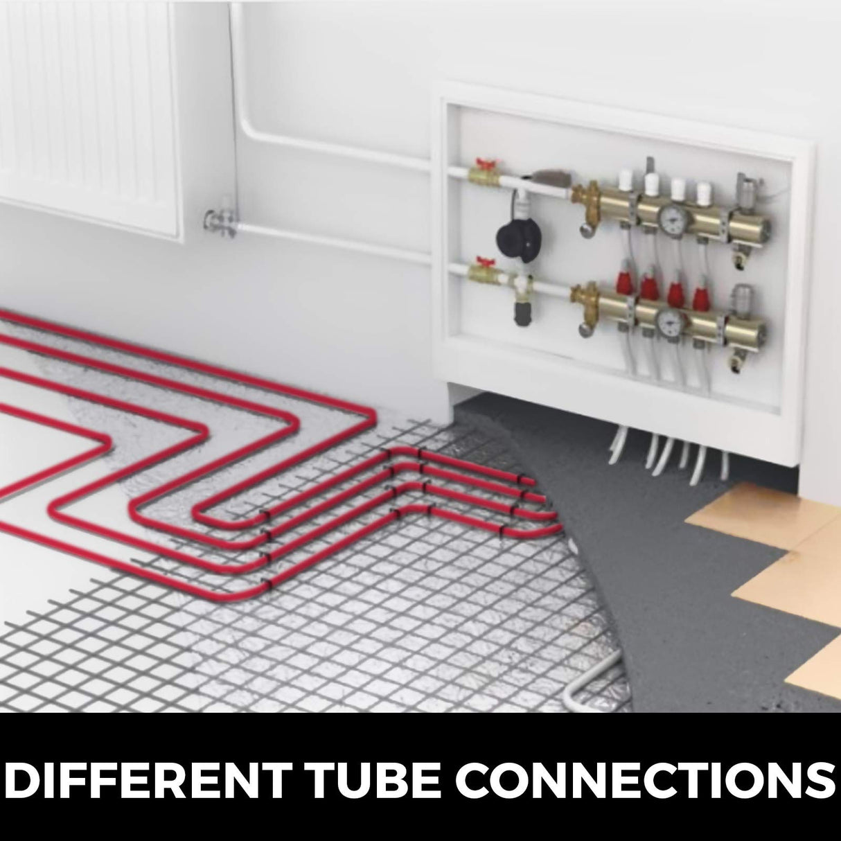 VEVOR Oxygen-Barrier PEX Tubing 300Ft Red 1/2 Inch Radiant Floor PEX Pipe Radiant Heat Floor Heating Plumbing Cold and Hot Water Tubing VEVOR