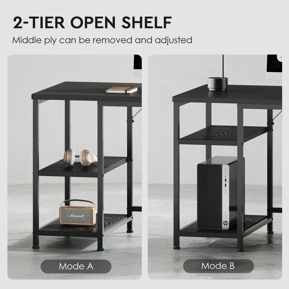 Maihail Maihail Home Office Desk with Drawers Adjustable Shelves, 59 inch Writing Desk with File Cabinet, Large Computer Desk with Storage, Vintage, Black Maihail