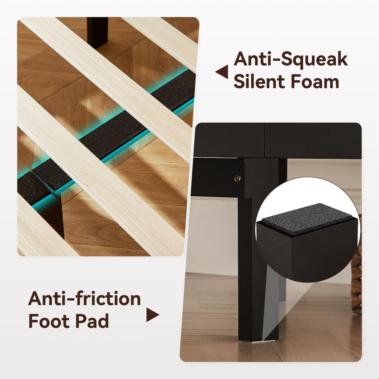 BedsPick Solid Wood Bed Frame Queen Size, Wooden Retro Style Queen Bed Frame with Headboard and Footboard, Heavy Duty Bed Frame with 12 Wood Slats Support,No Box Spring Needed,Noiseless, Dark Brown BedsPick