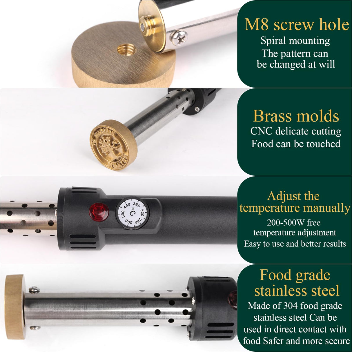 Precision Electric Branding Iron with Adjustable Temperature Control for Wood & Leather Crafting – 1x1 Inch HRCOYES