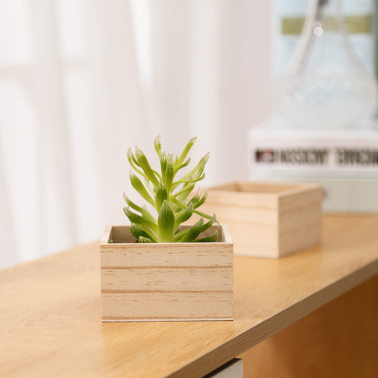 CALPALMY 12 PCS 4'' x 4'' Rustic Wooden Box Storage Organizer Craft Box for Collectibles Home Venue Decor Succulents CALPALMY