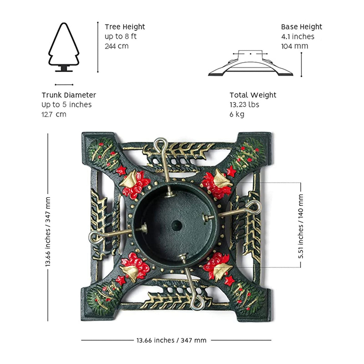 Ventray Christmas Tree Stand with Water Reservoir, 13.66x13.66x5.51 Inches,Classic Heavy Duty Universal Xmas Tree Artificial Trunks Stand Pine Tree Base Holder for Real Trees,Deer Ventray