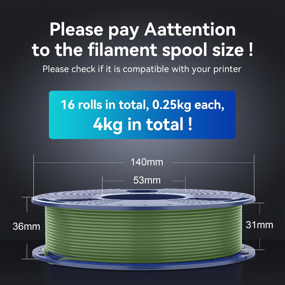 SUNLU PLA Plus Filament 16 Color Bundle Multicolor, PLA+ 3D Printer Filament 1.75mm, Mini Spool, Individually Vacuum Packed, 0.25kg per Spool, 4kg in Total, 16 Pack. SUNLU
