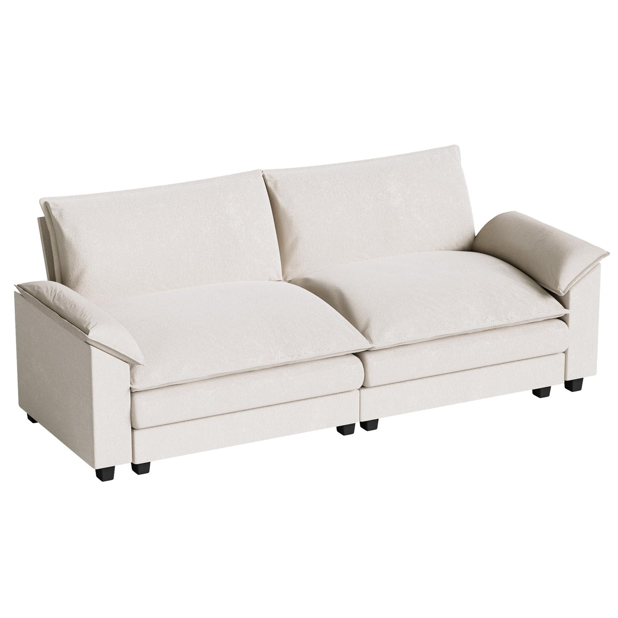 Homall 80" Modular Sectional Sofa, Loveseat Sofa Couch with Double-Layer Cushion, DIY Combination Chenille Deep 2-Seat Cloud Couch for Living Room, Apartment (White, Loveseat Sofa) Homall