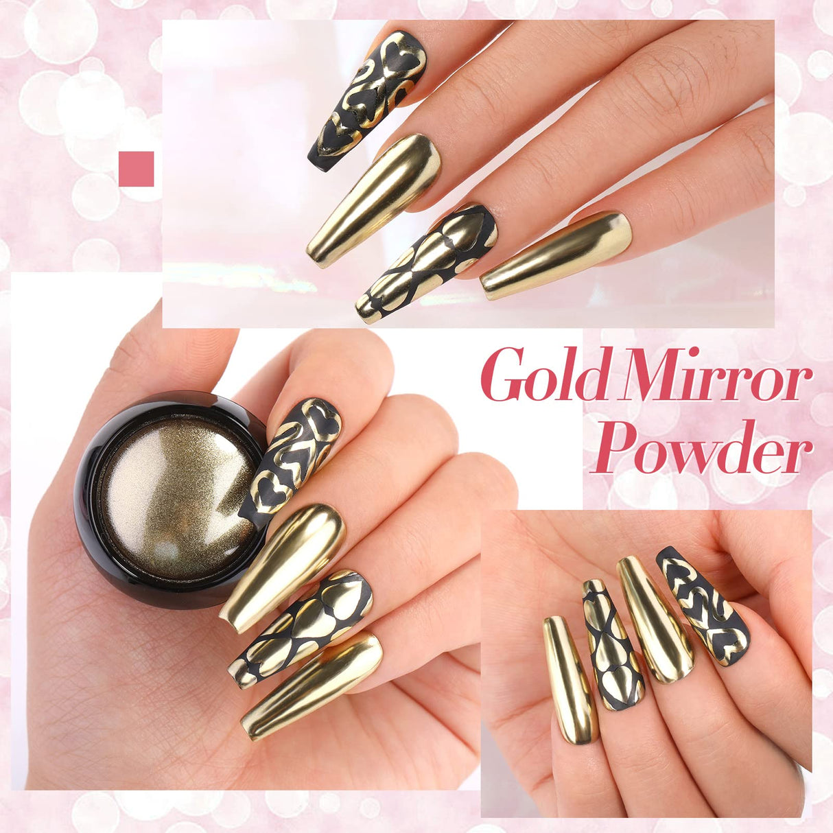 Born Pretty Chrome Nail Powder Metallic Mirror Powder Holographic Pigment Powder Manicure Nail Art Decoration Sets Silver Gold Pink Rose Gold 4 Boxes Born Pretty