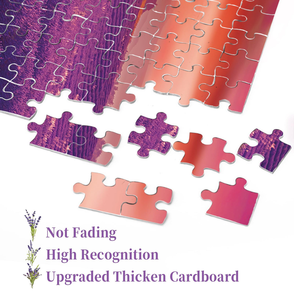 Purple Lavender Field Jigsaw Puzzle 1000 Piece, Sunset Landscape Scenery Nature Puzzles for Adults, Challenging Difficult Hard Impossible Puzzles BBOLDIN