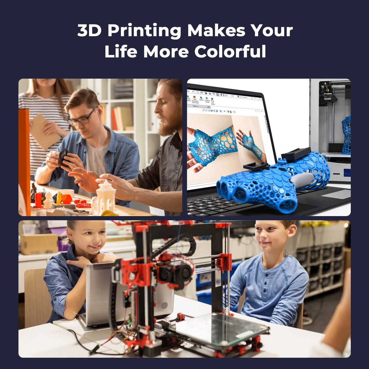 Creality 3D Printer PLA Filament 1.75mm Bundle for K1 Max, 3D Printer Hpyer PLA Filament Bundle, 3D Printer Filament PLA Designed for High Speed 30-600mm/s, Black+White+Grey+Red+Blue Creality