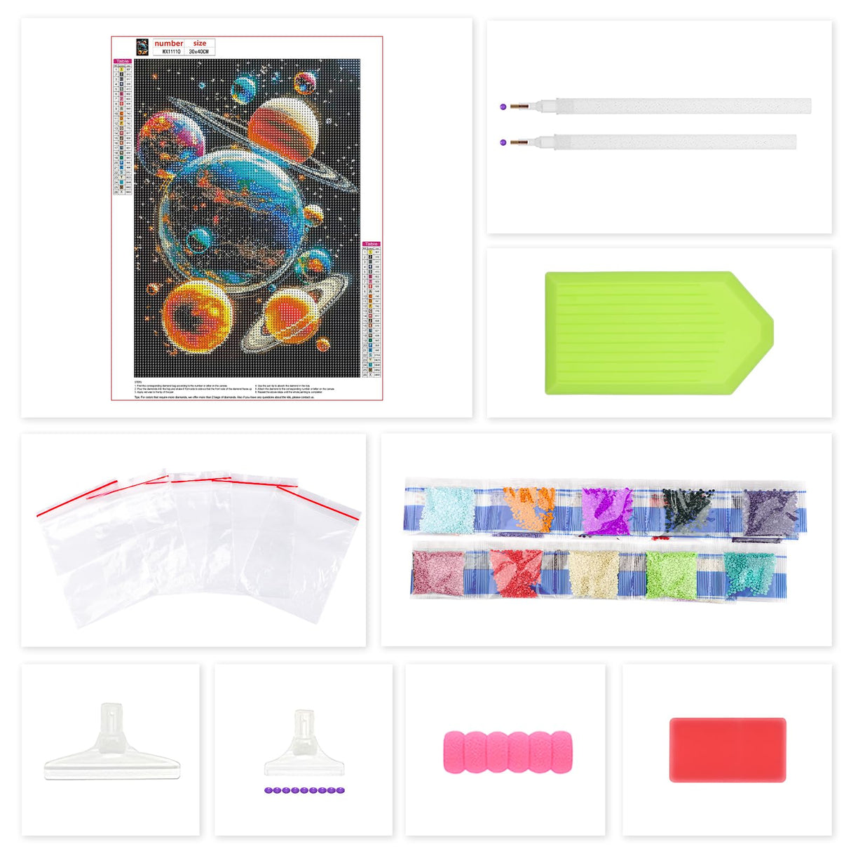 Lxmsja Planets Diamond Art Kits for Adults, Space Landscape DIY Full Drill Diamond Painting Kits for Beginners, 5D Gem Art Crafts for Adults, Home Wall Decor 12x16 inch Lxmsja