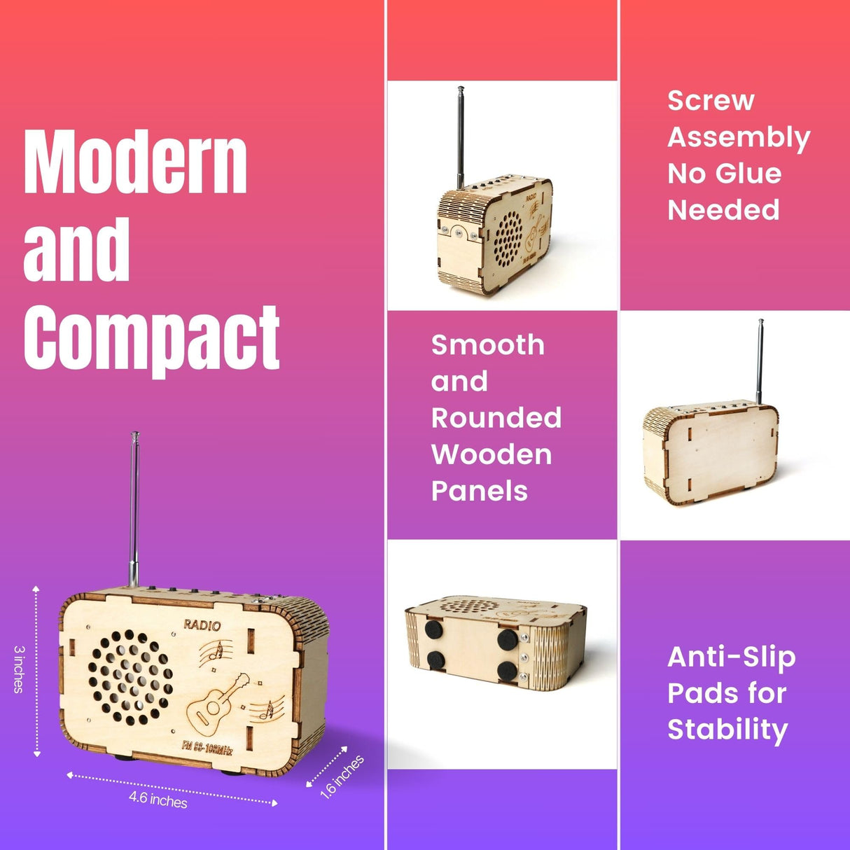 STEM Wooden Radio Kit for Kids Age 8-12 – DIY Science Experiment, Wood Building Project, Perfect Educational Gift for Boys & Girls 8 9 10 11 12 Years Old ZOVRION