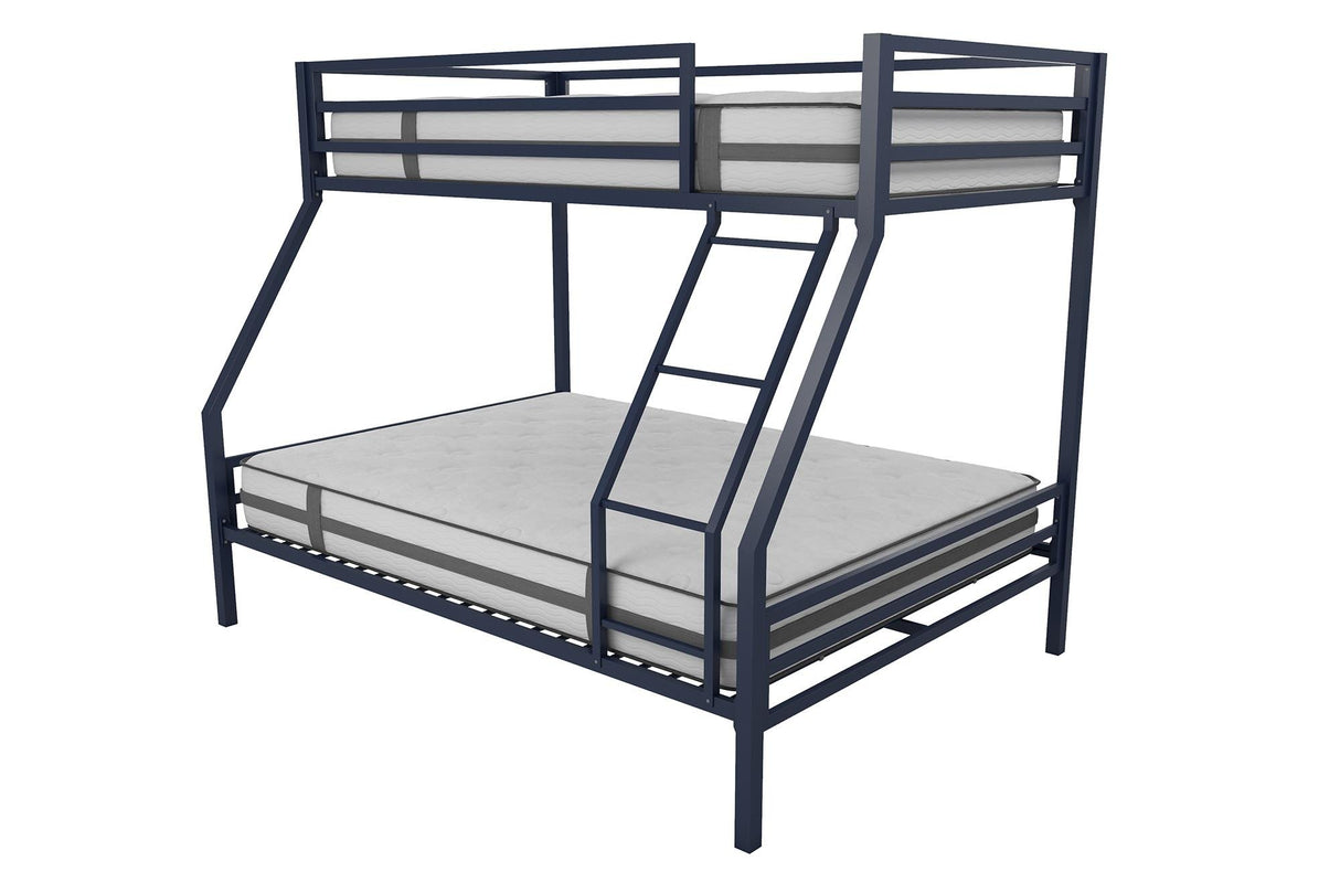 Novogratz Maxwell Twin-Over-Full Metal Bunk Bed with Ladder and Guardrails, Navy Blue Novogratz