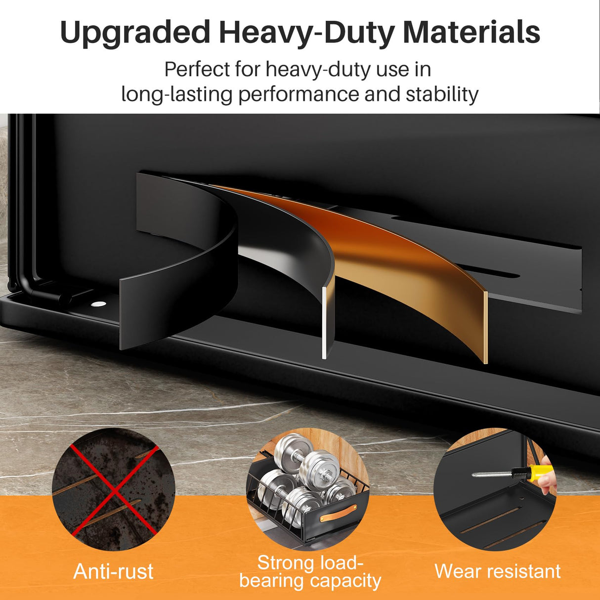 Pull out Cabinet Organizer Fixed with Adhesive Nano Film,Heavy Duty Slide out Pantry Shelves Drawer Storage,Sliding Mesh Cabinet Basket with Handle for Kitchen, Bathroom,Home, 11.8"W X15.7"D X6.2"H Kitstorack