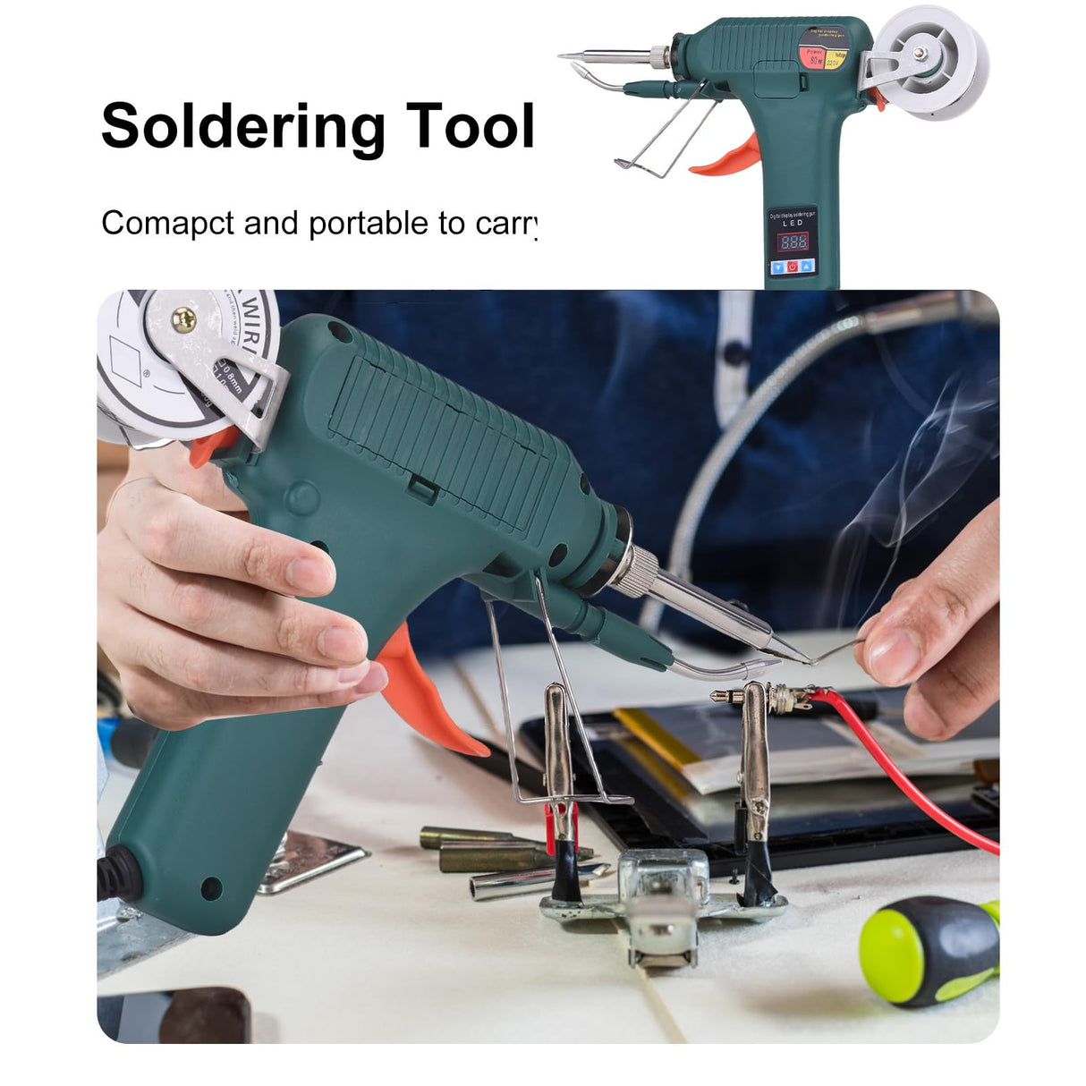 Soldering Gun Kit - Soldering Iron Kit with Adjustable Temp 180-520°C, ON/OFF Button, 80W LED Digital Internal Heat Soldering Gun, Auto Send Tin Soldering Kit for Electronics Welding Repair DIY VISLONE