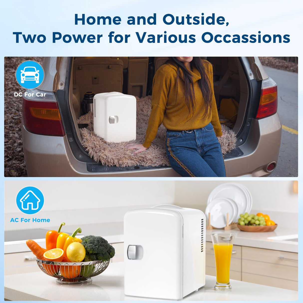 Antarctic Star Compact Refrigerator, Portable Mini Fridge, Skin Care 4L Capacity/6 Cans, for Bedroom, Car, Office & Dorm, Small Cooler for Cosmetics, Beverage and Food, White Antarctic Star