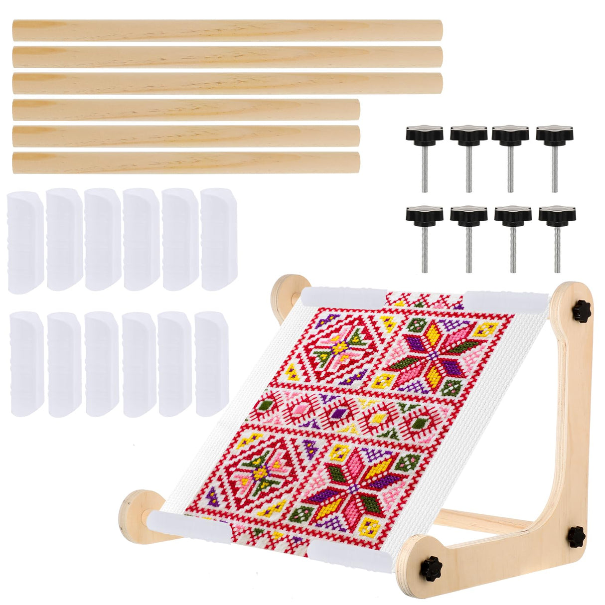 Adjustable Embroidery Table Stand,Cross Stitch Hoop Stand,Wood Embroidery Holder,Cross Stitch Frame for Lap or Table Top Cross Stitch or Tapestry Needlepoint Embroidery,2 Sizes Rod ( 11.8" and15.75) YEXEXINM