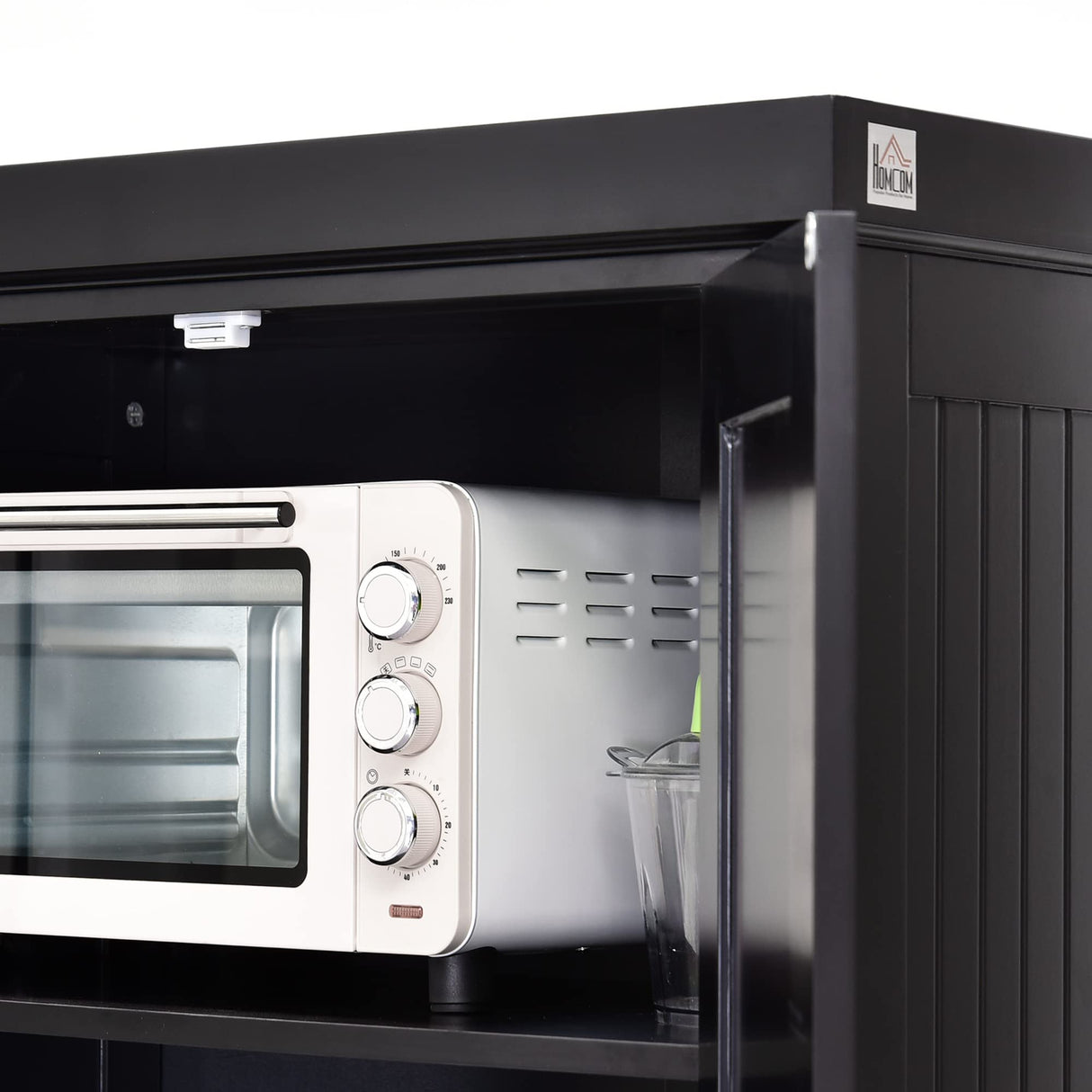 HOMCOM 72" Kitchen Pantry Storage Cabinet, Traditional Freestanding with 4 Doors and 3 Adjustable Shelves, Large Central Drawer, Beadboard,Black HOMCOM