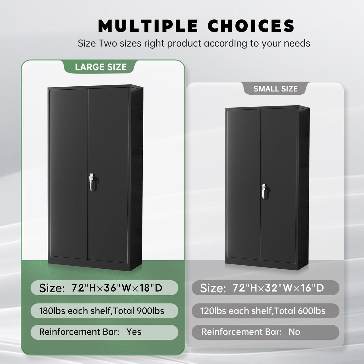 Greenvelly Metal Storage Cabinet with Lock,71" Metal Garage Cabinet with 2 Doors and 4 Adjustable Shelves,Lockable Storage Organization, Steel Tool Cabinets for Office,Home,Garage,Gym,School (Black) Greenvelly