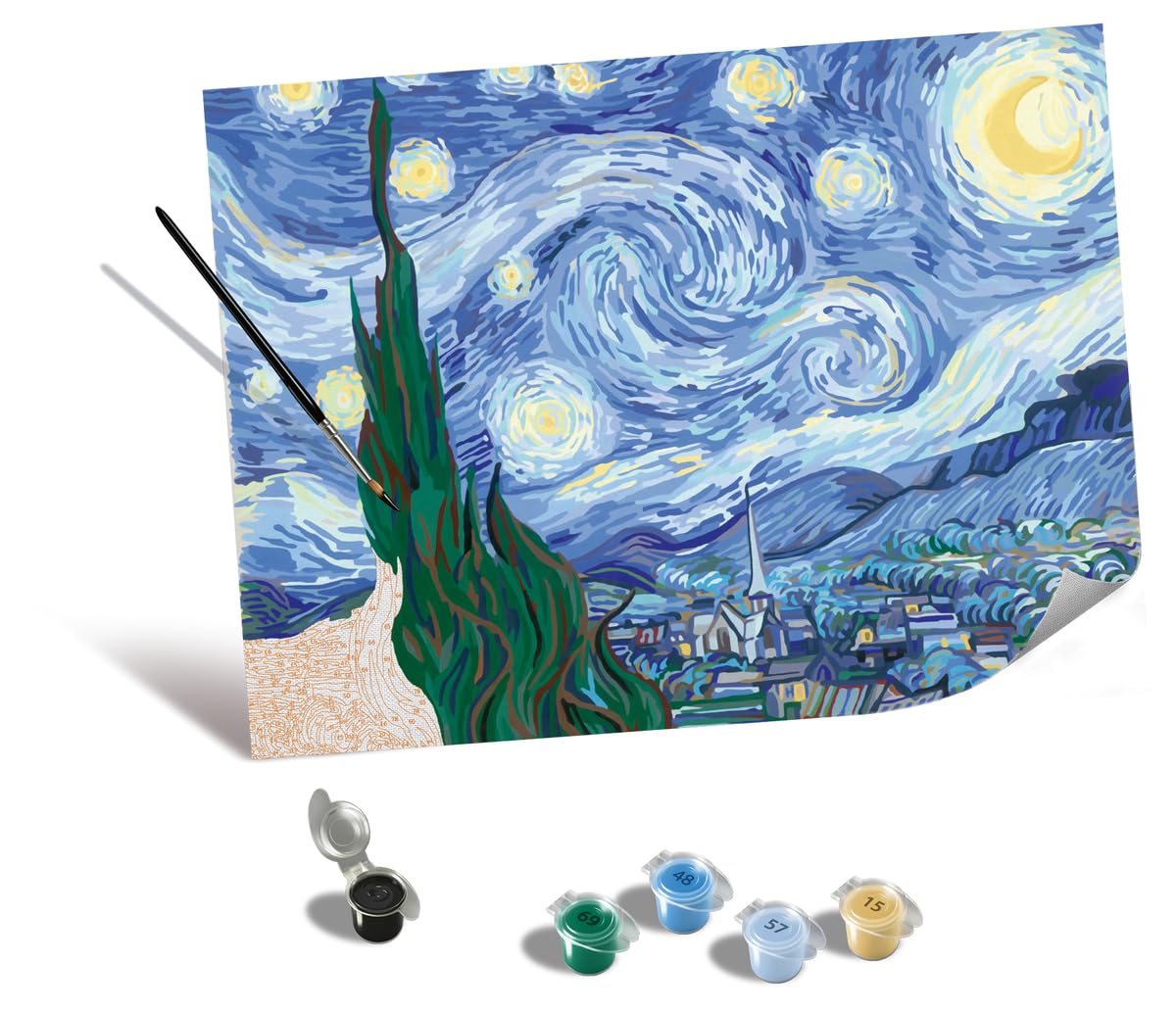 Ravensburger Relax CreArt Van Gogh: Starry Night Canvas Paint by Numbers Kit | Perfect DIY Art Gift for Adults, Stress Relief, and Creative Hobby Ravensburger