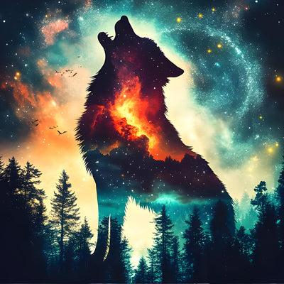 DPHERO DIY Wolf Diamond Painting Kits for Beginners Adults,5D Starry Sky Diamond Art Kits,Round Full Drill Forest Diamond Painting Art,DIY Painting by Numbers Diamond Art Painting 12x12 inch
