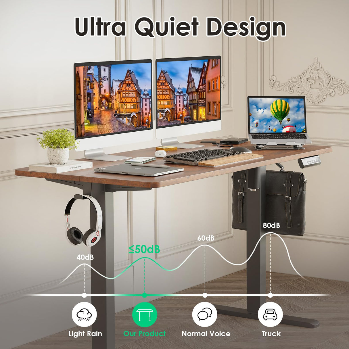 STARY Electric Standing Desk Adjustable Height Sit Stand Home Office Desk with Splice Board STARY