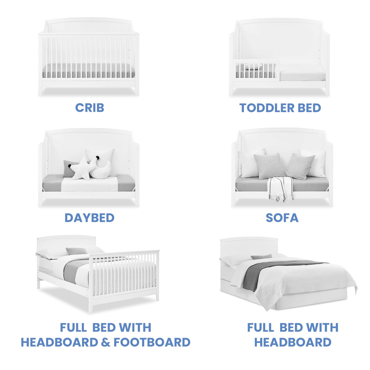 Delta Children Campbell 6-in-1 Convertible Crib - Greenguard Gold Certified, Bianca White Delta Children