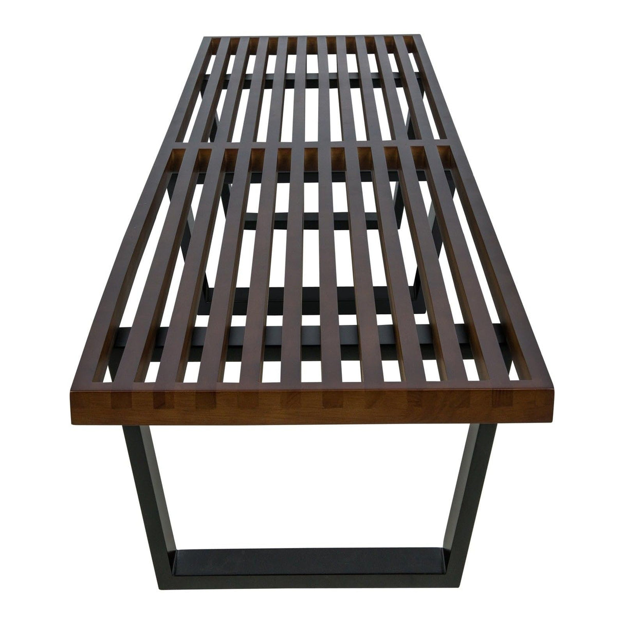 LeisureMod 72” Wide Platform Bench with Rectangular Rubberwood Frame and Beech Wood Legs Slatted Design for Modern Home, Bedroom, Living Room, Hallway Inwood Collection (Dark Walnut, 6 Feet) LeisureMod