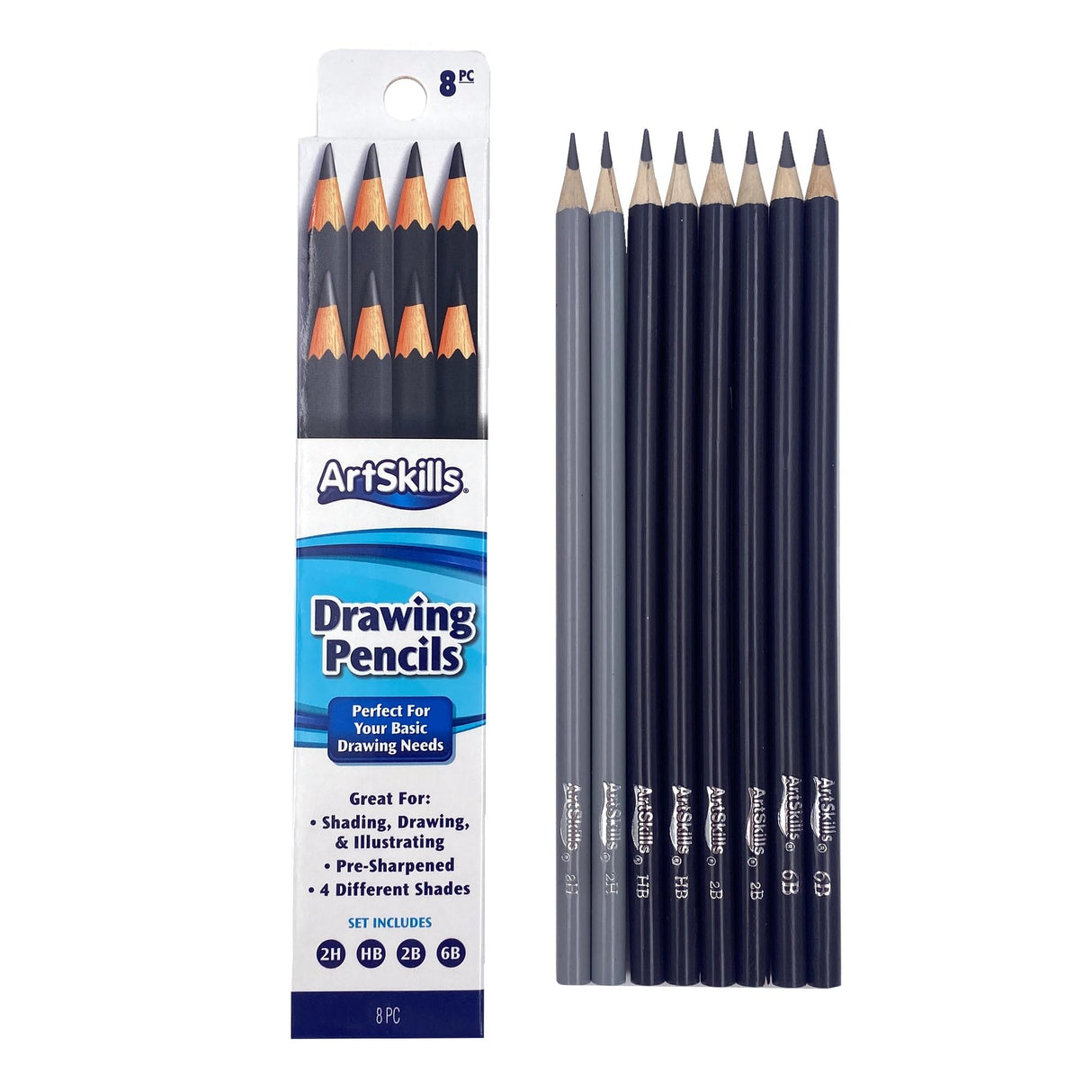 ArtSkills Sketch Pencils for Drawing, Graphite Art Pencil Set for Sketching & Shading, 8pc ArtSkills