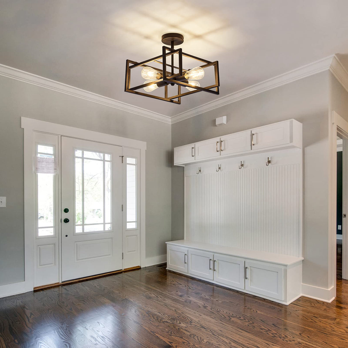 ZGLAOJT 4-Lights Close to Ceiling Light,Black Light Fixture Industrial Flush Mount Ceiling Light ,Farmhouse Chandelier Lighting for Kitchen Island Dining Room Bedroom Foyer Hallway ZGLAOJT