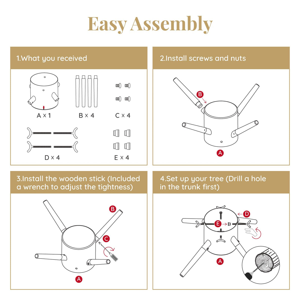 Tree Nest Christmas Tree Stand Base Xmas Modern Tree Metal Holder Stand for 10ft Real Tree Xmas Tree Decoration(Family,White) Tree Nest