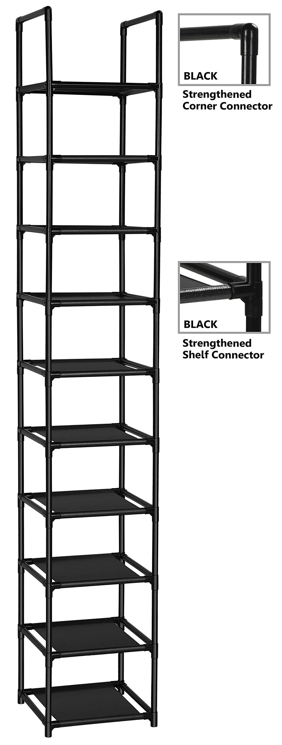 FIDUCIAL HOME 10 Tiers Shoe Rack Space Saving Vertical Single Pairs Sturdy Shoe Shelf Storage Organizer FIDUCIAL HOME