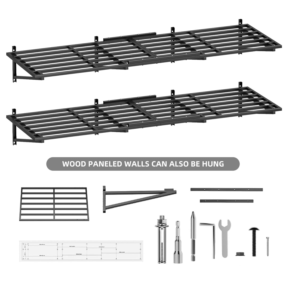 IBCXBIO 2-Pack 2x6ft Garage Wall Shelving Garage Shelving Wall Mounted Garage Wall Shelf 2000lbs Weight Capacityheavy Duty Wall Shelves Black IBCXBIO