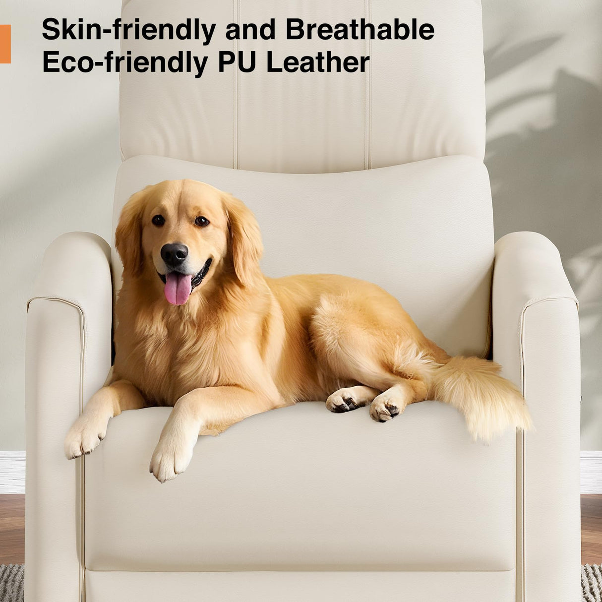 Welzona Power Swivel Rocker Recliner, 360° Swivel Nursery Rocking Chair, PU Leather Glider Rocking Recliner, Infinite Position Electric Chair for Adults with USB Port for Living Room, Beige White Welzona