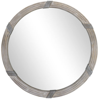 HOMCOM 30.75" Wood Wall Mirror, Farmhouse Decorative e Round Mirror for Wall Decor in Living Room, Bedroom, Natural Wood Color